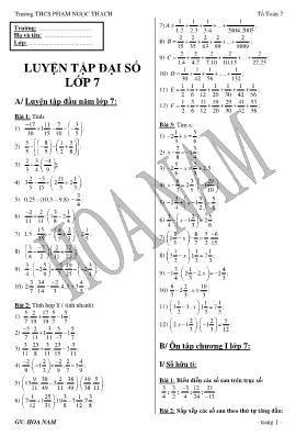 Luyện tập Đại số lớp 7 - Trường THCS Phạm Ngọc Thạch
